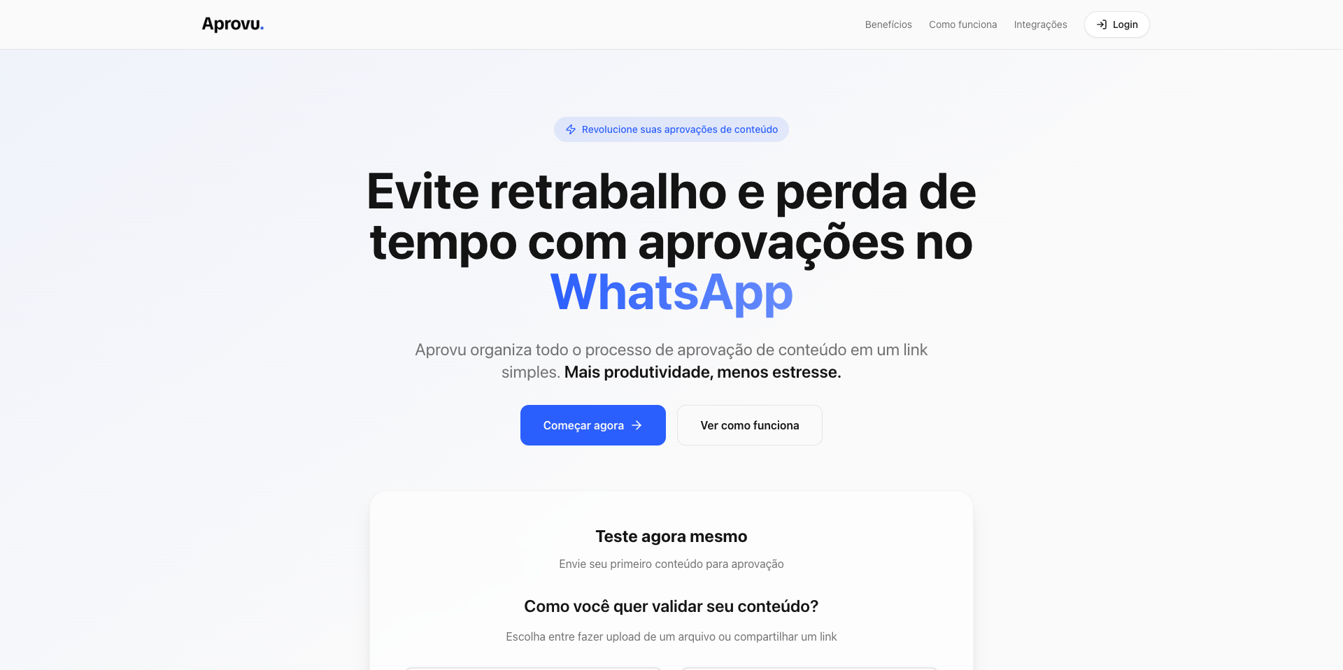 Aprovu Content — projeto desenvolvido pela Vrex